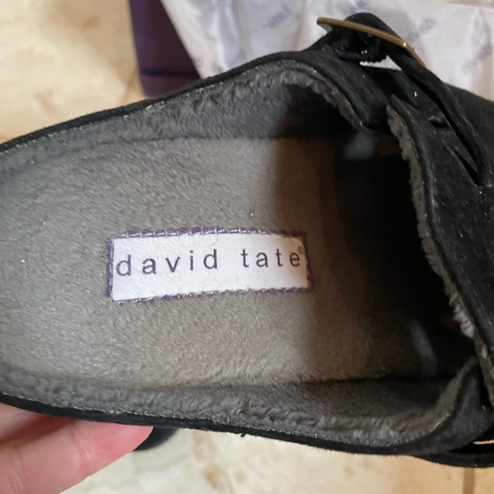 David Tate Black Suede Slip-On Shoes 7ww extra wide - Picture 2 of 7